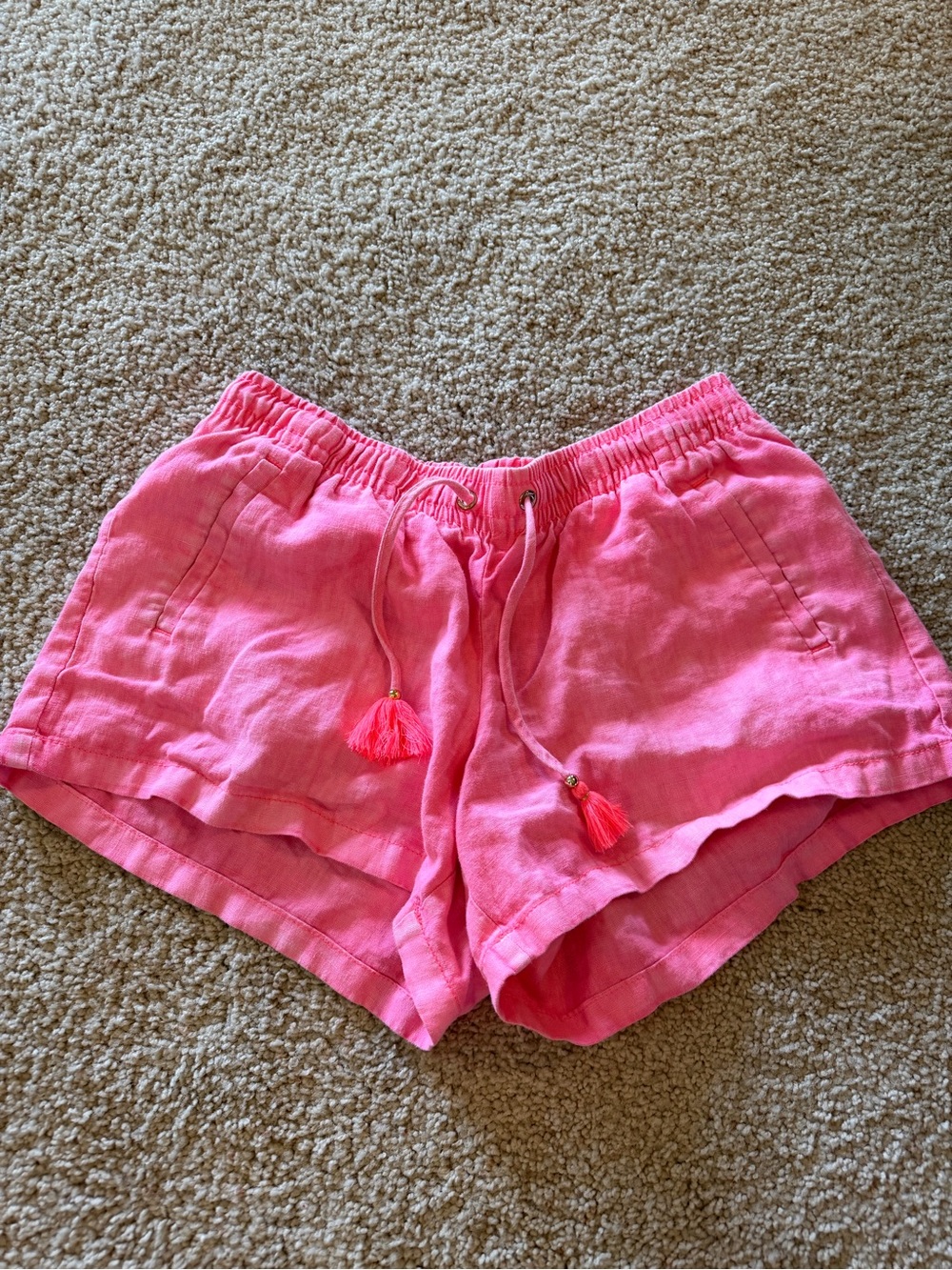 Lilly Pulitzer Pink Tassel Linen Athletic Shorts
